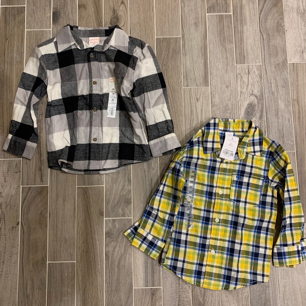 NWT boys 2T flannel button up bundle